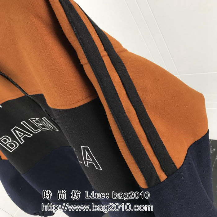 BALENCIAGA巴黎世家 18秋冬 大字母刺繡 毛呢拼接拉鏈外套 保暖舒適 OS寬鬆大版型 男女同款 ydi1942